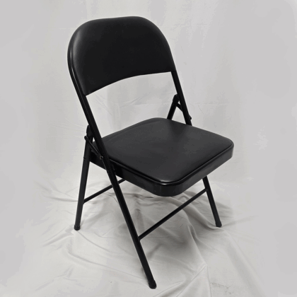 Black Leather Padded Folding Chair